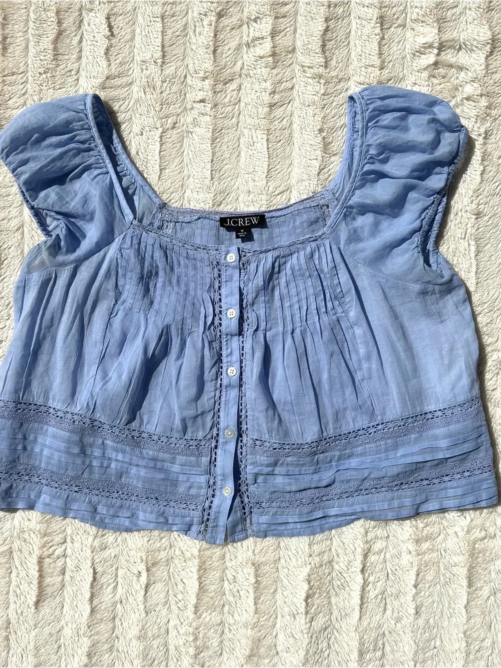 J. Crew Cap Sleeve Pintuck Blouse